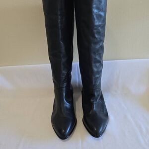 Foleys Navy Blue Leather Wmns Boots, Flats, Made in Brazil, NEW, Sz. 6